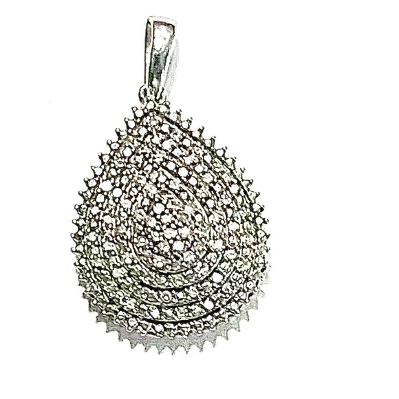 Jewelry - Diamond pendant pave accent SS Rhodium over,